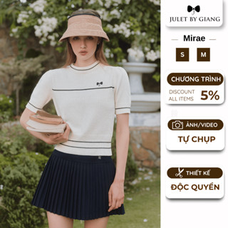   NEW COLLECTION  Áo thun dệt kim Mirae Juletbygiang Chất Len Mát Mặc Mùa Hè Phối Chân Váy Xếp Ly Tiểu Thư Nữ Tính 