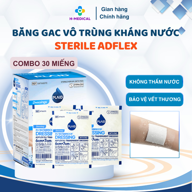 Combo 30 Băng gạc vô trùng không thấm nước Sterile Adflex bảo vệ vết thương, ngăn nước xâm nhập