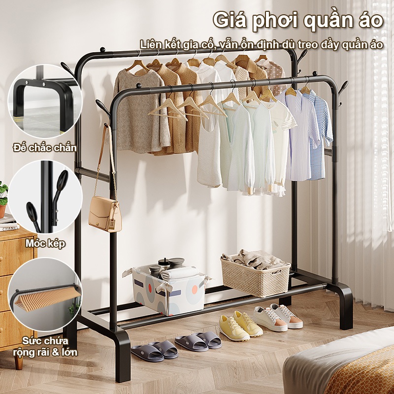 Giá Treo Quần Áo/Kệ Treo Quần Áo Đa Năng Chắc chắn Thiết kế gọn nhẹ không chiếm diện tích treo mũ & để giày tiện ích