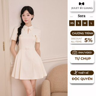   NEW COLLECTION  Váy Đầm Thiết Kế Nữ Sora Dress Juletbygiang Nữ Tính Tiểu Thư Túi Giả 2 Bên 