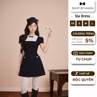   NEW COLLECTION  Váy Đầm Nữ Thiết Kế Sia Dress Tiểu Thư Juletbygiang Màu Xanh Than Hàng Thiết Kế Cao Cấp 