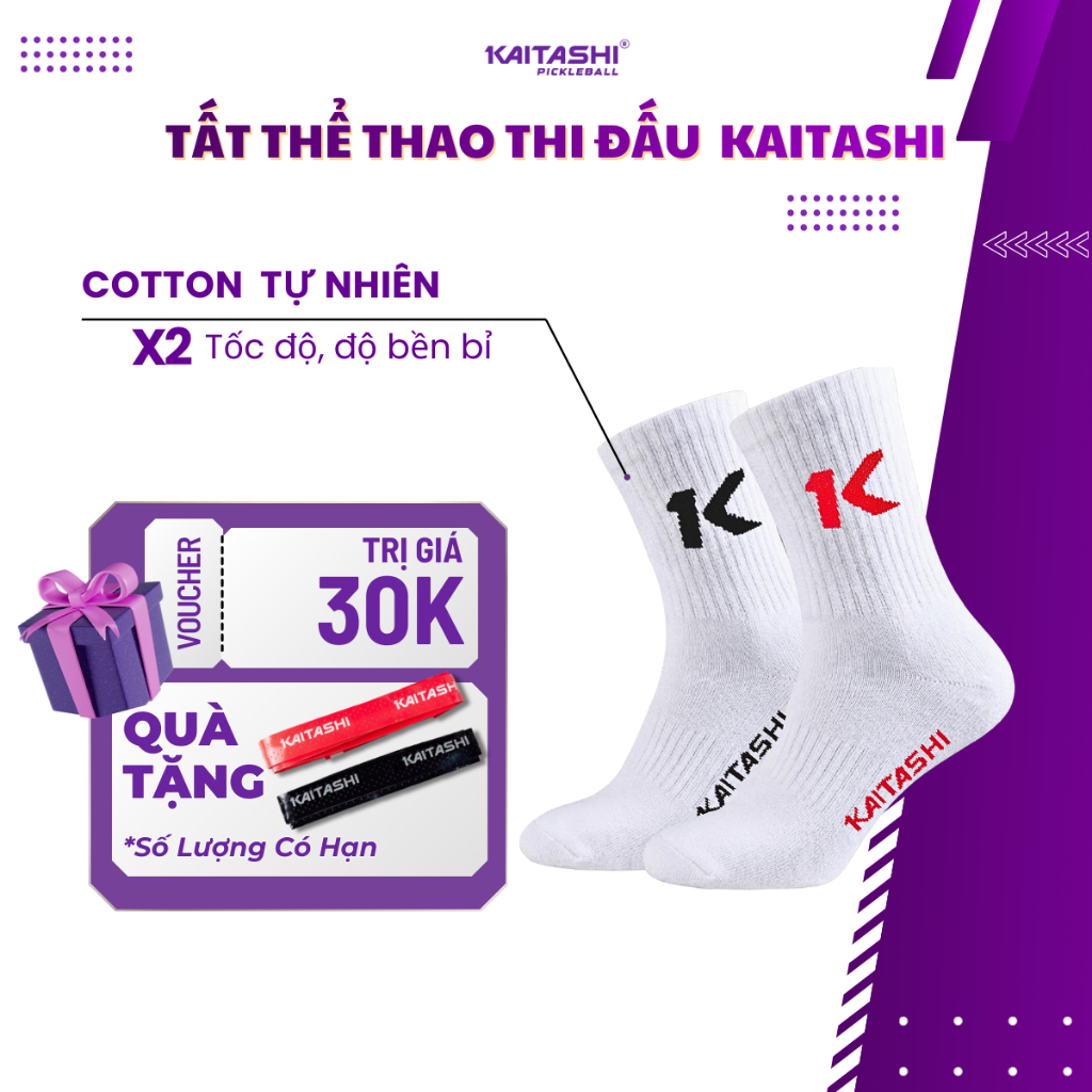 Tất Thể Thao Thoáng Khí Kaitashi ,Cotton Tự Nhiên, Chống Tuột, Hỗ Trợ Nén chữ X, Khử Mùi, Thoáng Khí
