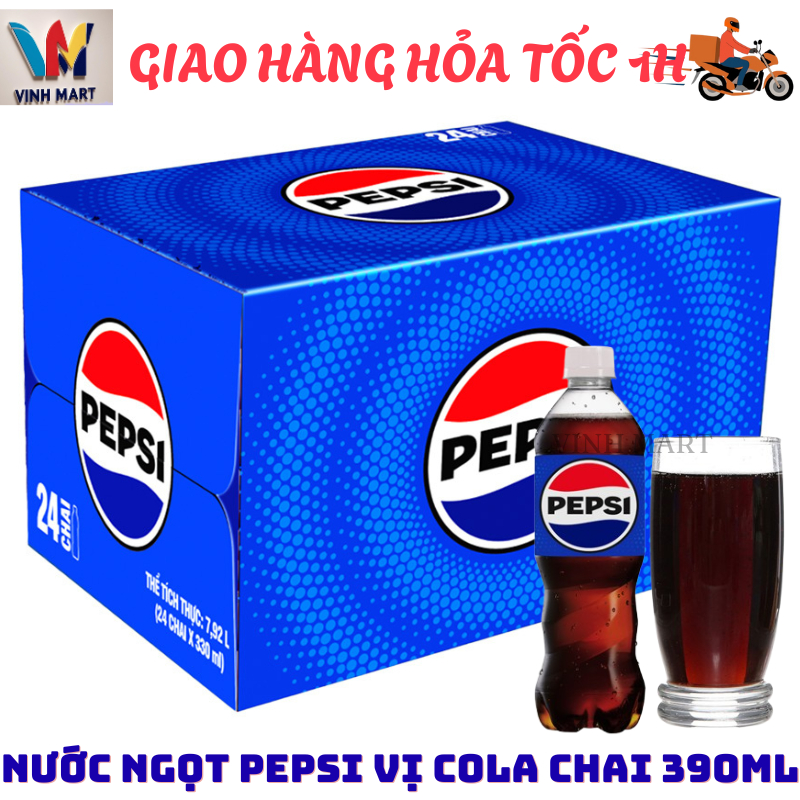 Pepsi Vị Cola Thùng 24 Chai 390 Ml