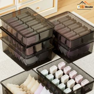  Hộp Đựng Đồ Lót Trong Suốt Chia Ngăn Tiện Lợi Khay Đựng Tất Vớ Có Nắp Đậy Chống Bụi Gọn Gàng Dễ Lấy 