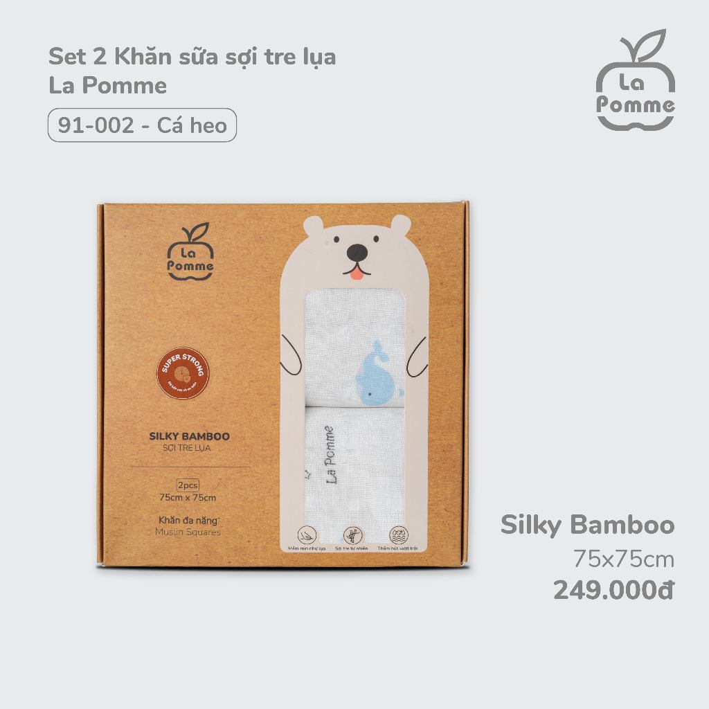 K002 Set 2 Khăn đa năng sợi tre lụa (75x75) La Pomme