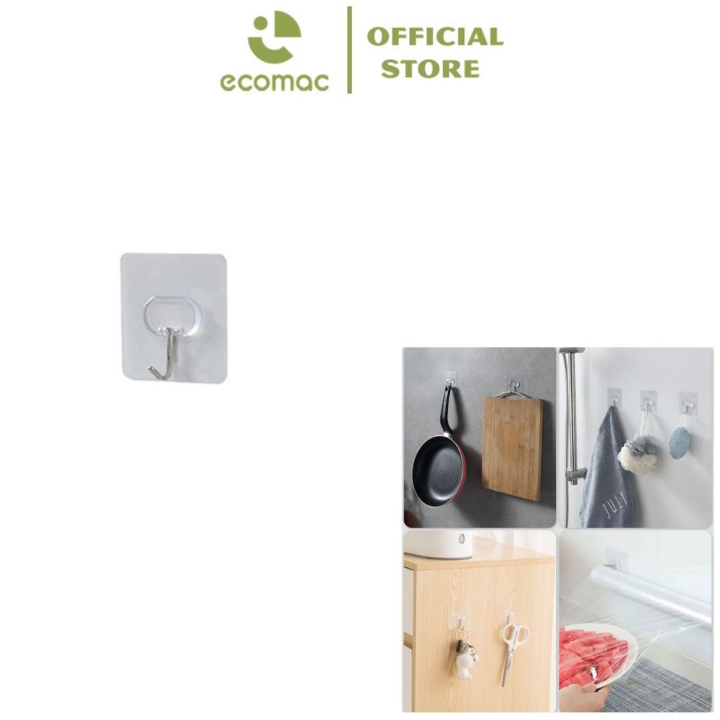 Móc Treo Đồ Dán Tường ECOMAC Siêu Dính Trong Suốt Chịu Lực Siêu Chắc
