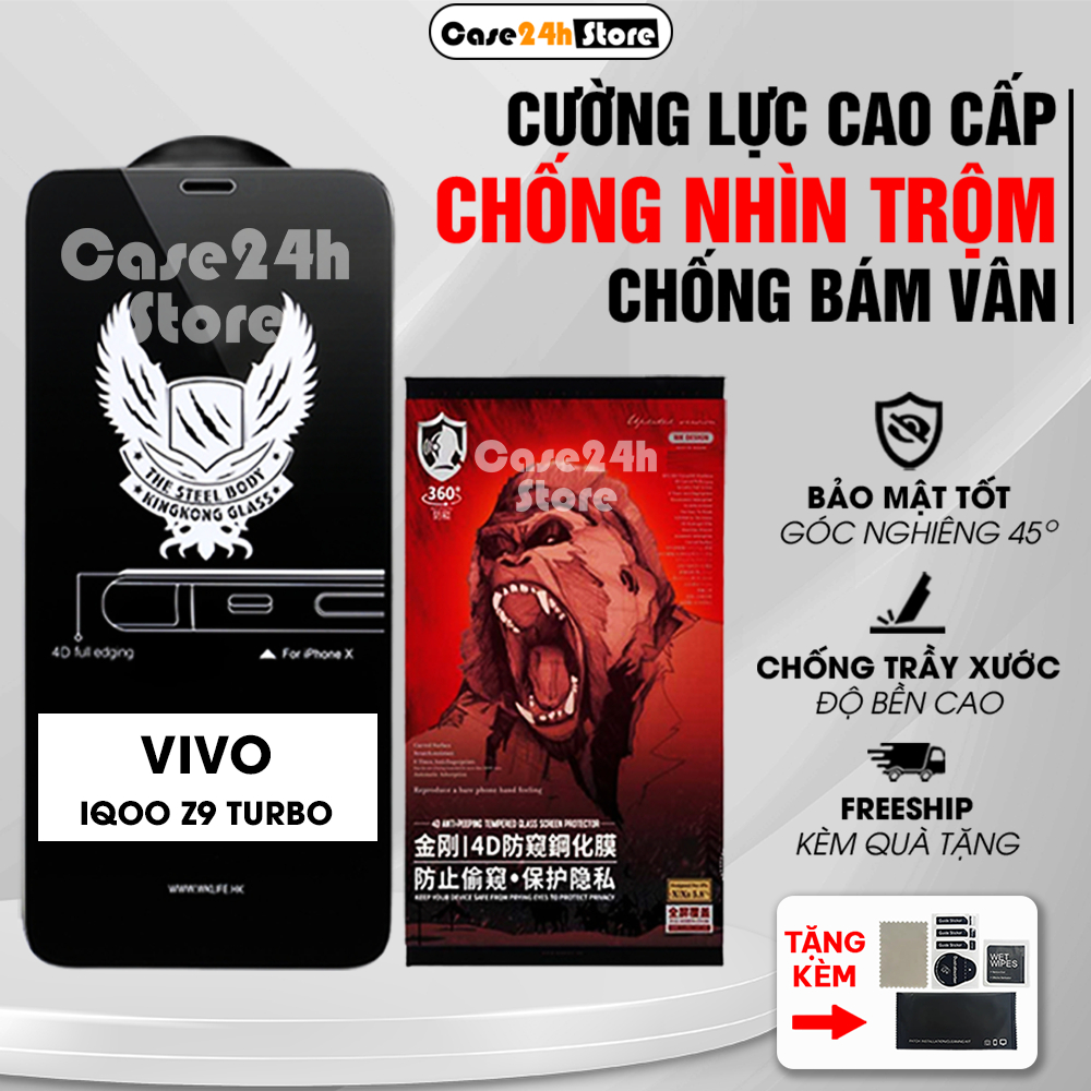 Cường lực Vivo IQOO Z9 Turbo, Z9X, Z9 Turbo Plus, Z9 chống nhìn trộm full màn, chống ánh sáng xanh | Case24h_Store