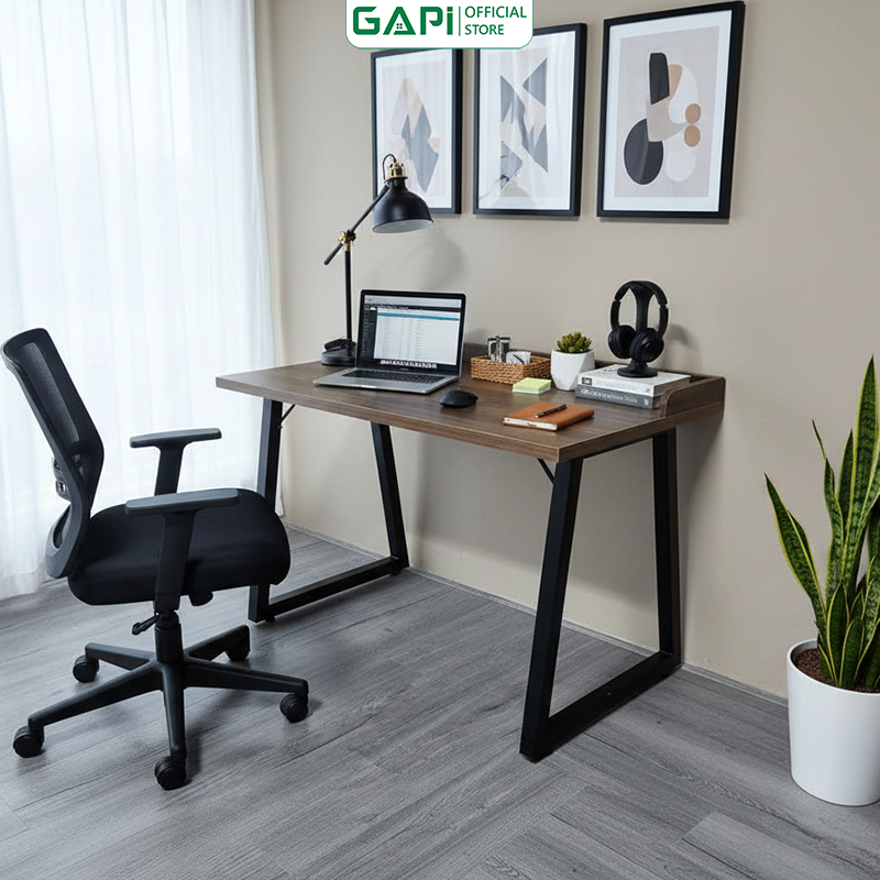 Bàn làm việc thông minh với chân kim loại bền vững và mặt gỗ MDF hiện đại - GM228