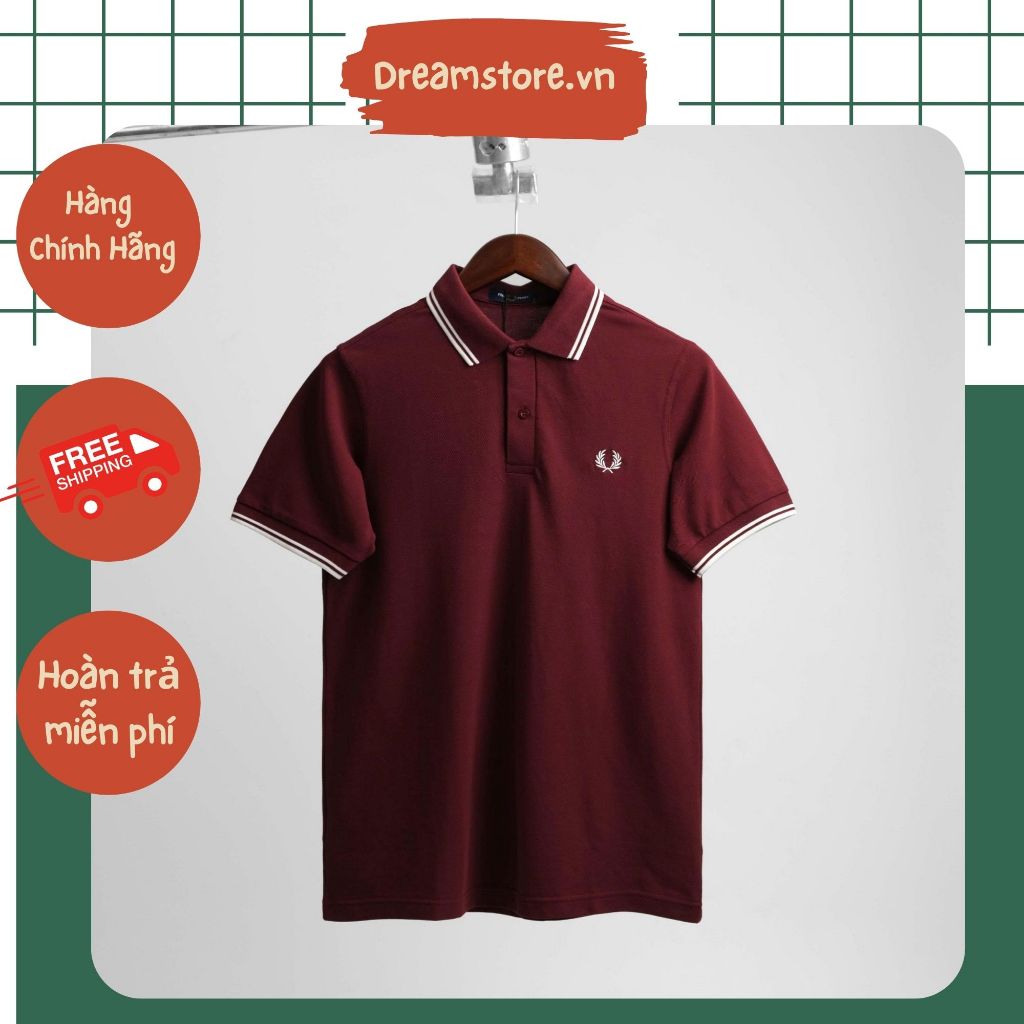 Áo Polo Fred Perry Đỏ Mận Viền Hàng Chính Hãng | Dream Store