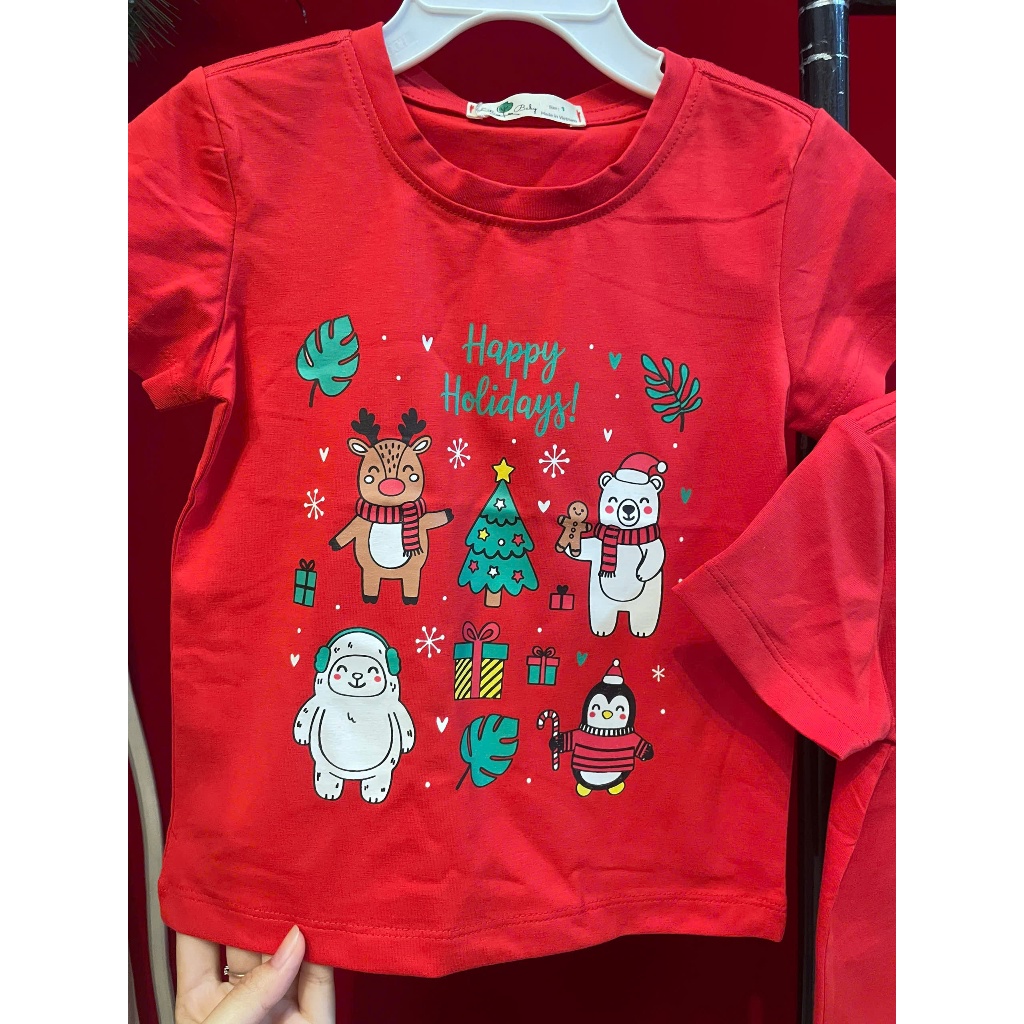 (Size 1-16y) Áo thun noel đỏ và trắng cho bé trai bé gái / Áo thun noel / Áo noel / Áo noel mẹ và bé