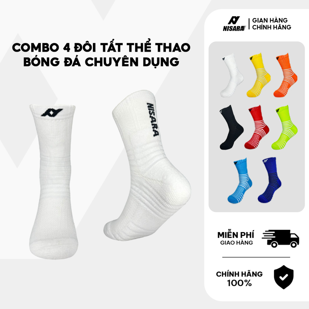 Tất Thể Thao Bóng đá Chuyên Dụng Nisara Sport Có Đường Line Chống Trượt, không…