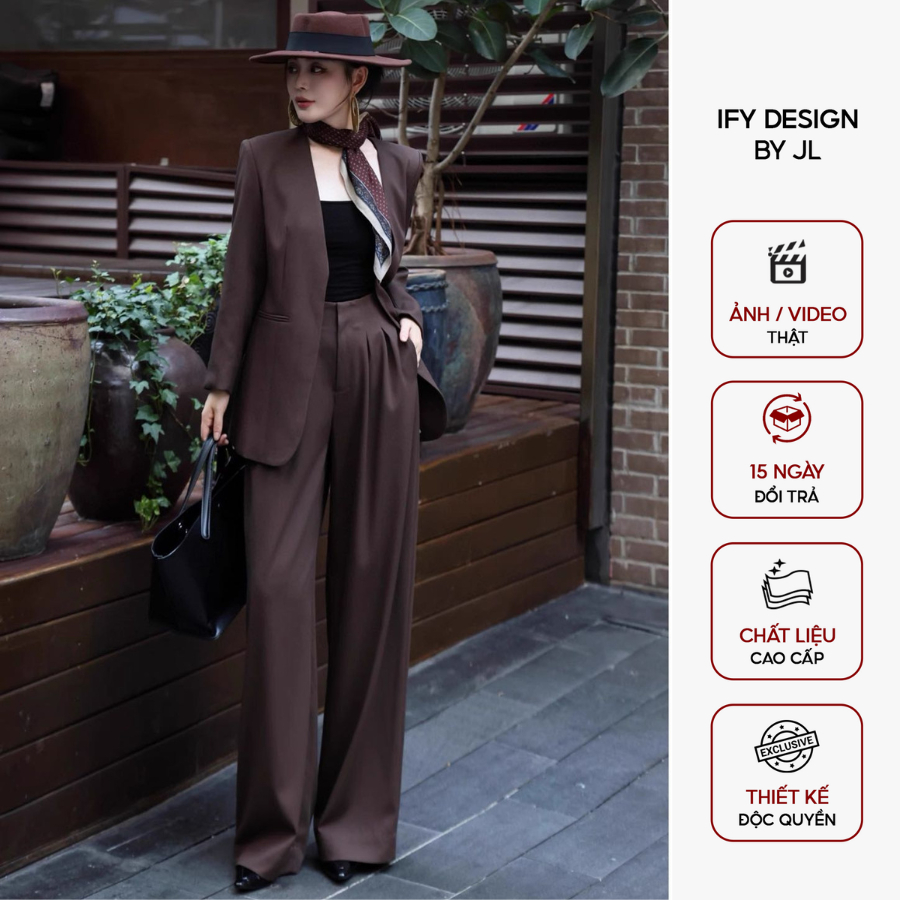 Set đồ công sở cao cấp IFY Design Áo Vest phối Quần ống suông basic - SL1516