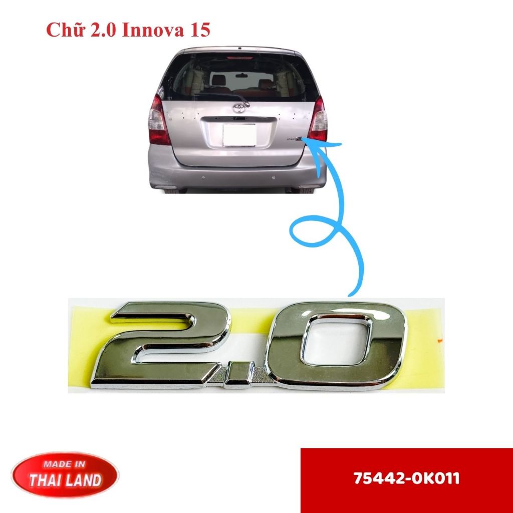 Chữ trên xe "2.0" Innova 15 - 75442-0K011