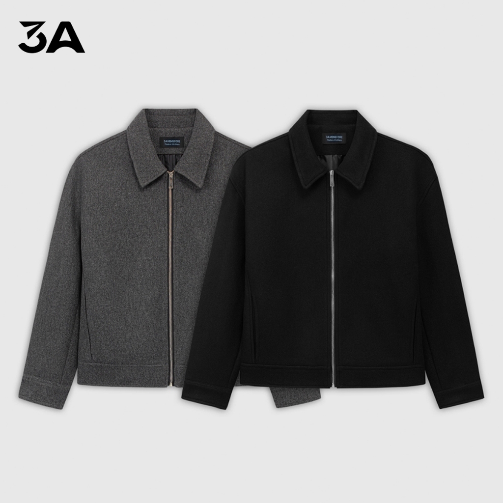 Áo Khoác Dạ Khoá Zip 3A Menstore, Thiết Kế 2 Lớp Cao Cấp Phong Cách Sang Trọng AD-25