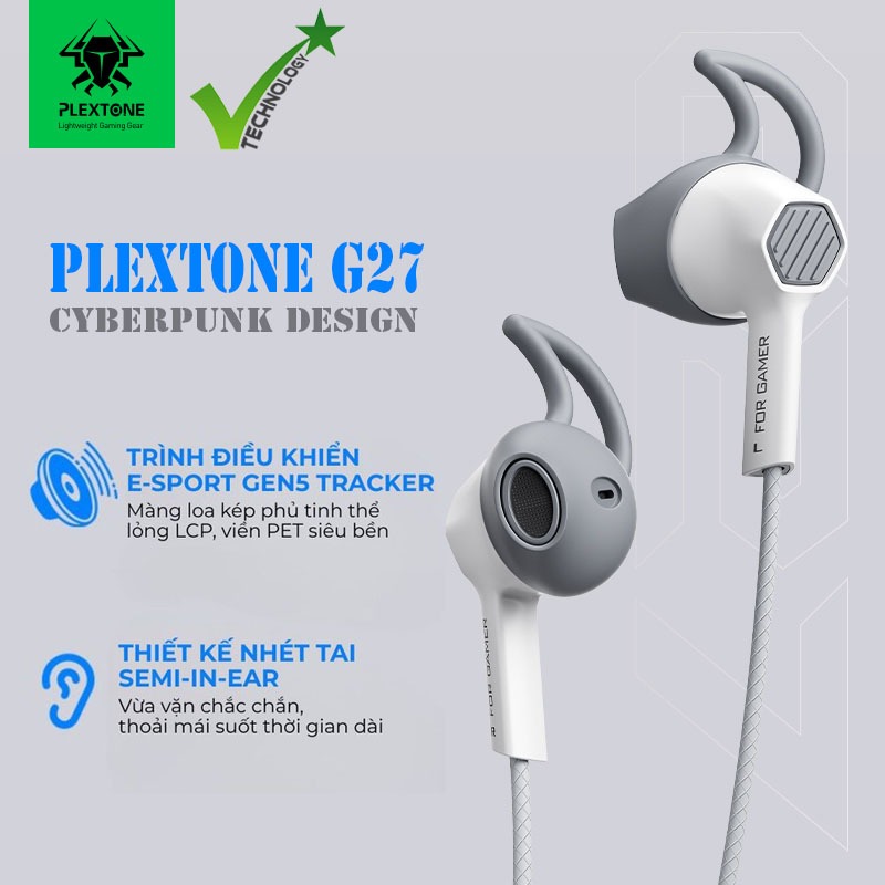 Tai Nghe Gaming Plextone G27 Cyberpunk Design - Tai nghe chơi game đỉnh cao - Hàng chính hãng bảo hà