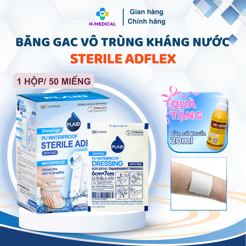 Combo 50 Băng gạc vô trùng không thấm nước Sterile Adflex bảo vệ vết thương, ngăn nước xâm nhập