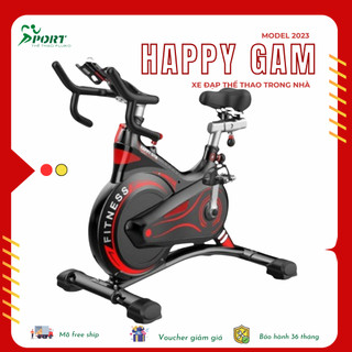  Xe đạp tập thể dục happy gam 2024 mới nhất bánh đà kháng từ kèm đồng hồ đo nhịp tim. tặng kèm bình nước. 