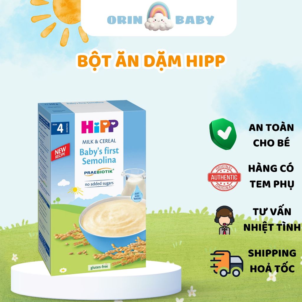 Date 3.2026 Bột Ăn Dặm HiPP Cho Trẻ Từ 4-6 Tháng Bổ Sung Vitamin Chất Xơ Dễ Tiêu Hoá - Orin Baby Sto