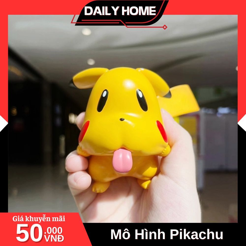Mô Hình Pikachu Trang Trí, mô hình pikachu lè lưỡi nhăn nhở lêu lêu