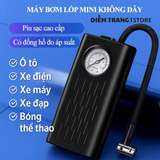  Máy Bơm Lốp Xe Ô Tô Xe Máy Xe Đạp Không Dây Có Đồng Hồ Hiển Thị Áp Suất Sạc Điện Nhỏ Gọn Mang Theo 