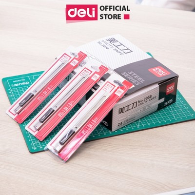 Dao rọc giấy Deli SK5 cao cấp lưỡi thép không gỉ, thiết kế nhỏ gọn tiện lợi văn phòng, phù hợp học sinh, dân văn phòng