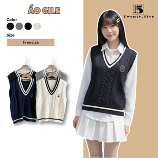  Áo gile len phối viền thếu hình gấu trước ngực Twenty.5- 6373 