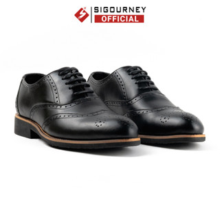  Giày Tây Nam Da Bò Dáng Oxford Brogues Đục Lỗ SIGOURNEY Màu Đen Sang Trọng SIG-36 Bảo Hành 18 Tháng 