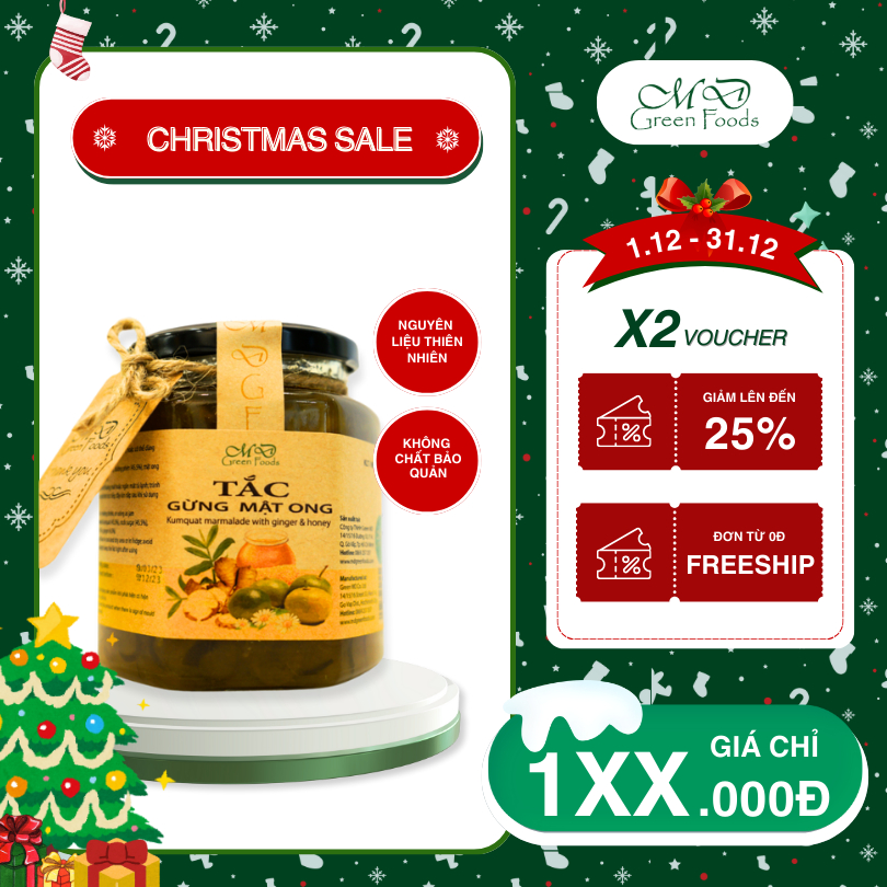   HOẢ TỐC  Tắc Gừng Mật Ong MD Green Foods 500 gr -  100% Nguyên Liệu Thiên Nhiên Giảm ho Tiêu Đờm 