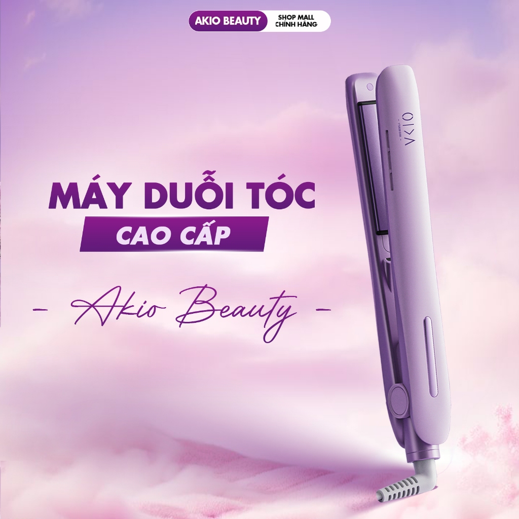Máy duỗi tóc ép thẳng AKIO tạo kiểu thẳng xoăn có ion âm, đèn hồng ngoại bảo vệ tóc tối đa