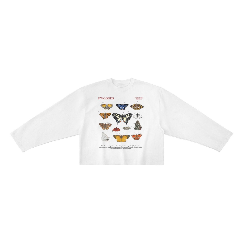 FW.GOODS - FW25 "BUTTERFLY" Long Sleeve Shirt Boxy - Áo thun tay dài dáng crop nam nữ