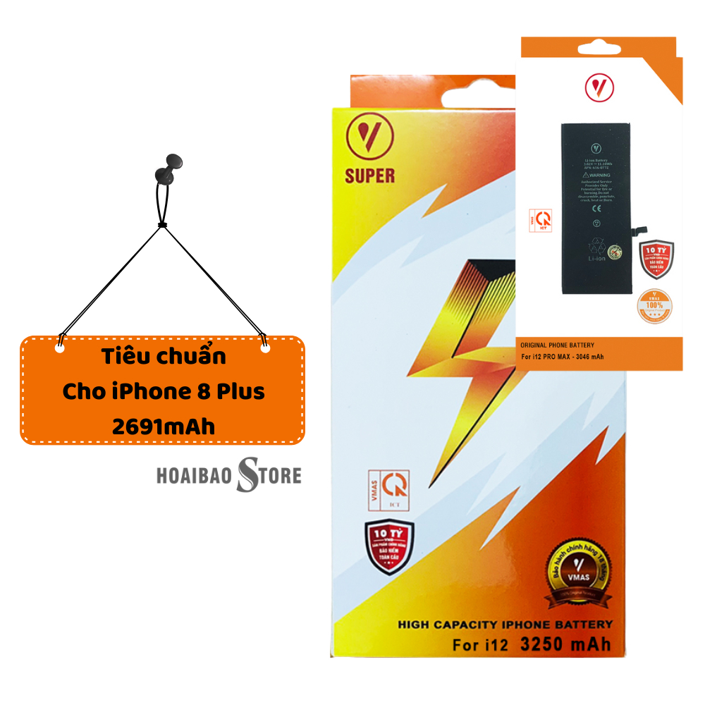 Pin cho iPhone 8 Plus chính hãng Vmas Tuổi thọ pin cao