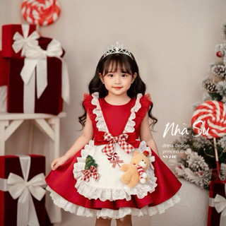  Đầm noel bé gái Ns 240 váy giáng sinh bé gái mặc được 2 kiểu được thiết kế bới Nhà Su 
