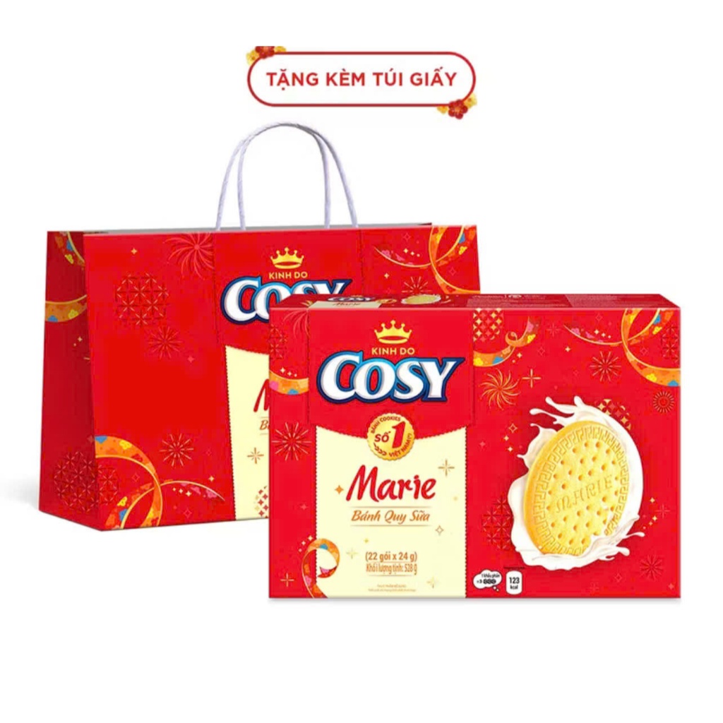 [TẶNG TÚI GIẤY] Bánh Quy Cosy Marie phiên bản Tết - Hộp Giấy 528g