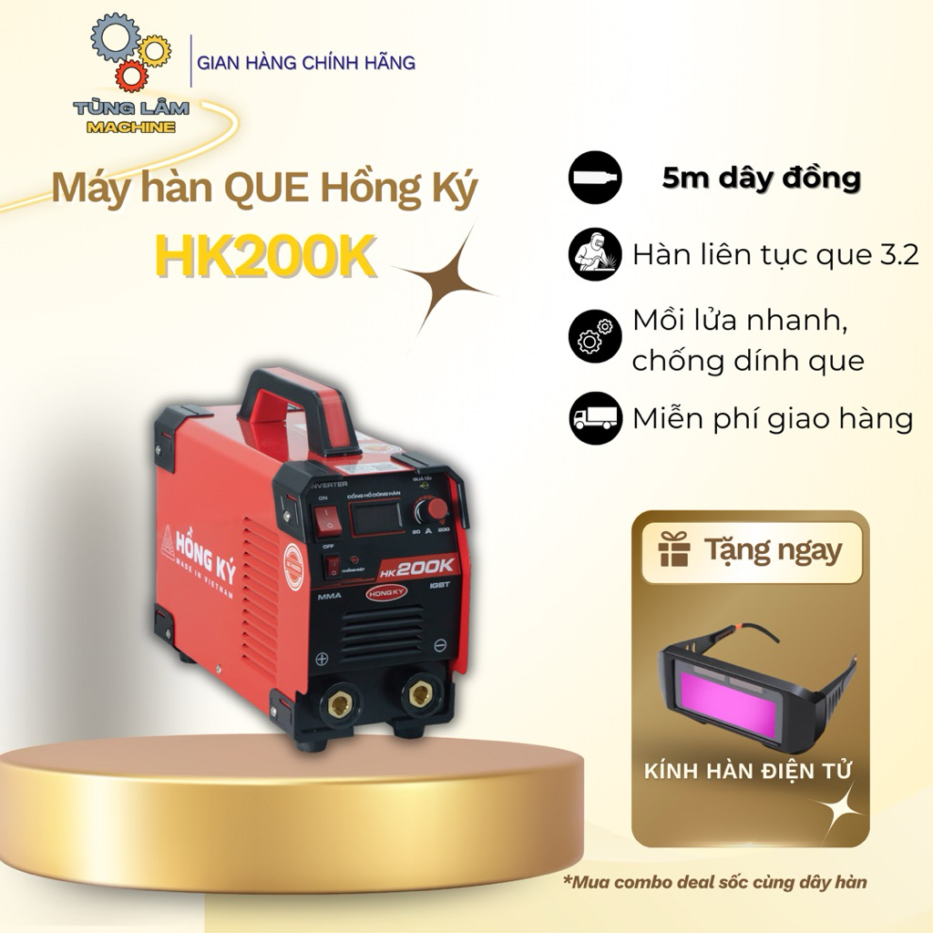 Máy hàn que 2.5-3.2 ly Hồng Ký, có chống giật HK200K