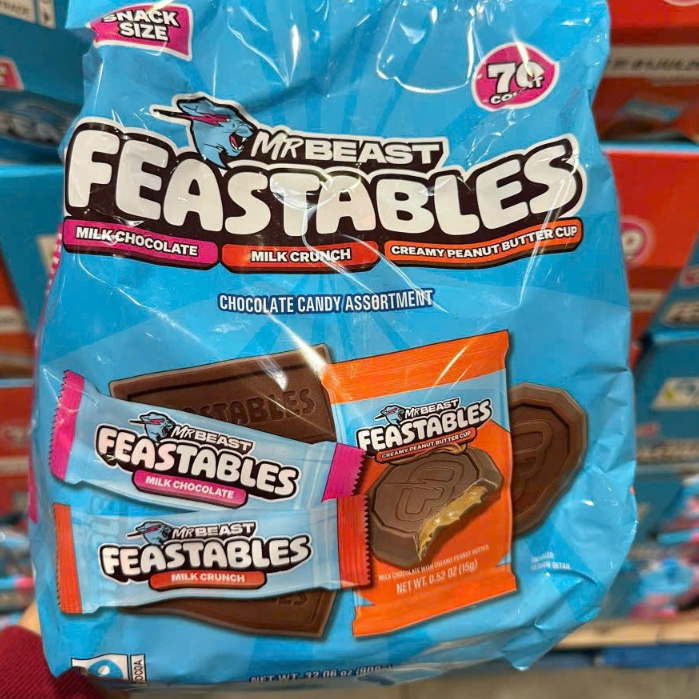 Kẹo Socola Mrbeast Frestables Bịch 909g Mix Pack Mỹ 70 thanh mini vị Milk Chocolate Milk Crunch Crea