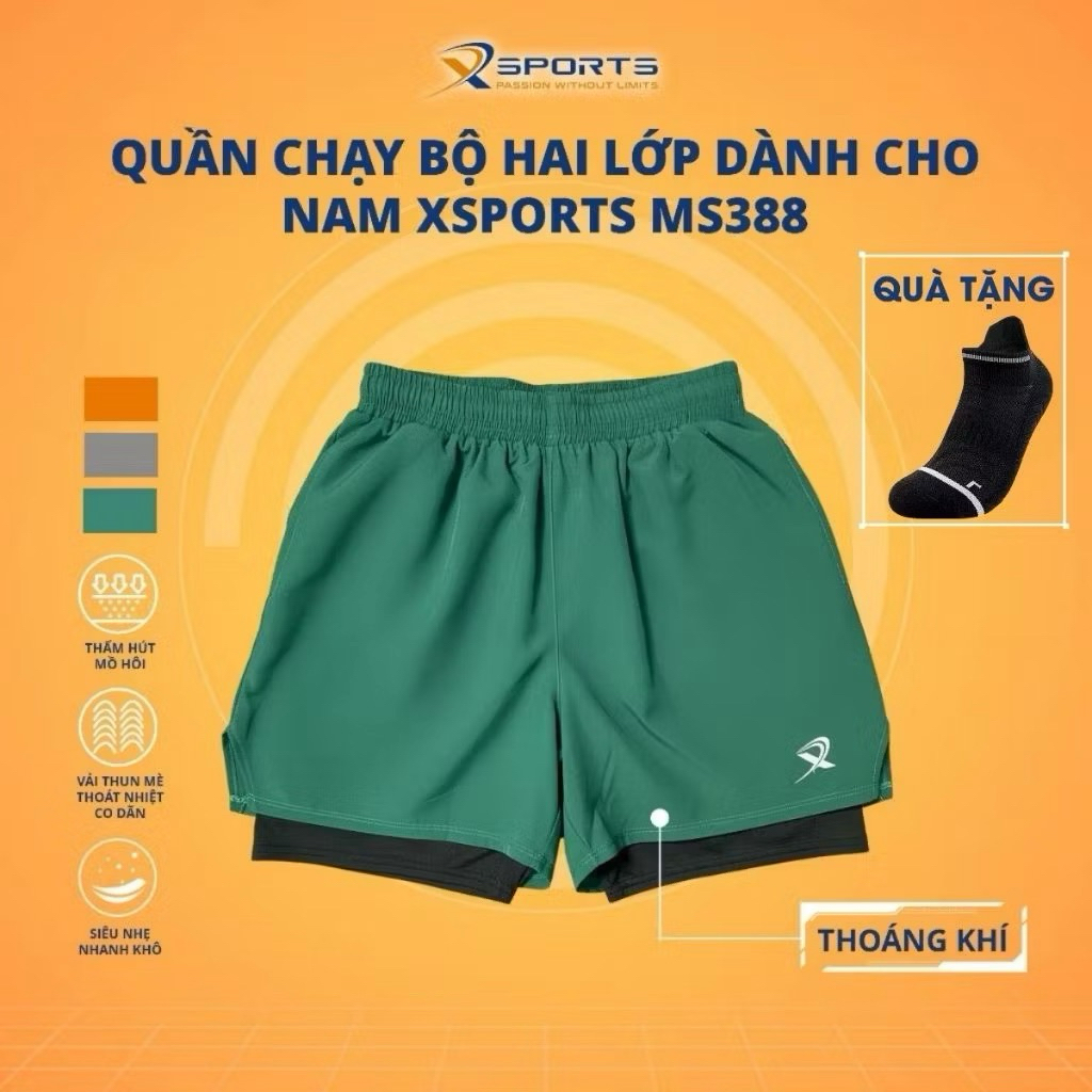 QUẦN CHẠY BỘ HAI LỚP DÀNH CHO NAM NỮ MS388 XSPORTS VIỆT NAM
