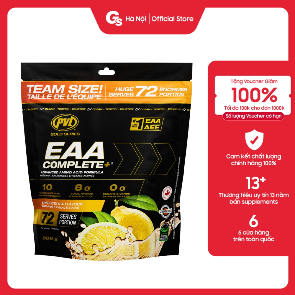 Bột phục hồi và phát triển cơ bắp PVL EAA Complete (Canada) bổ sung axit amin và điện giải Gymstore