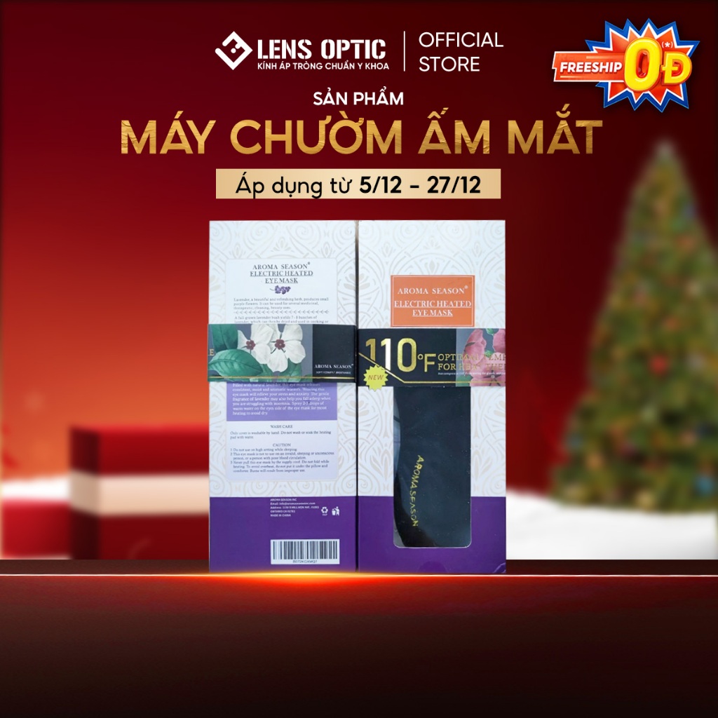 Máy chườm ấm mắt Aroma Season, giảm mỏi mắt, thâm quầng mắt và viêm mi mắt - Lens Optic