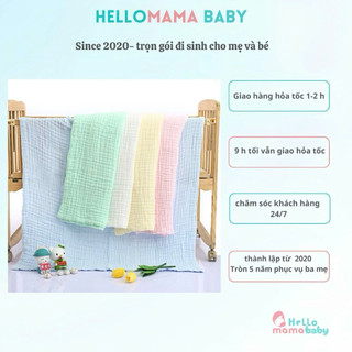  Khăn xô 6 lớp NHĂN siêu mềm mịn không xù lông cho bé  dùng để tắm quấn  làm gối  mền cho bé sơ sinh  -Hellomama * 