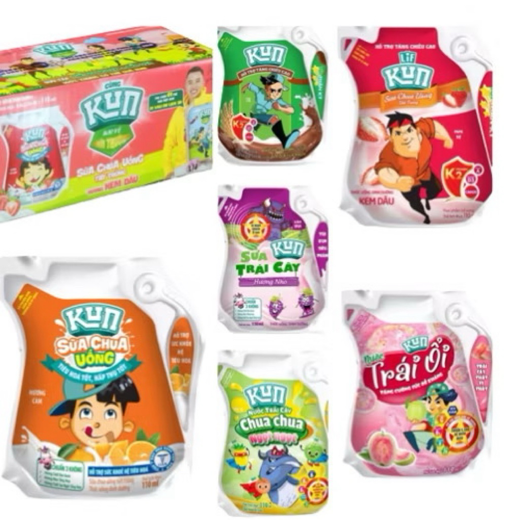 KUN túi 1 thùng 24 túi x 110ml chọn vị - Livestream KOL