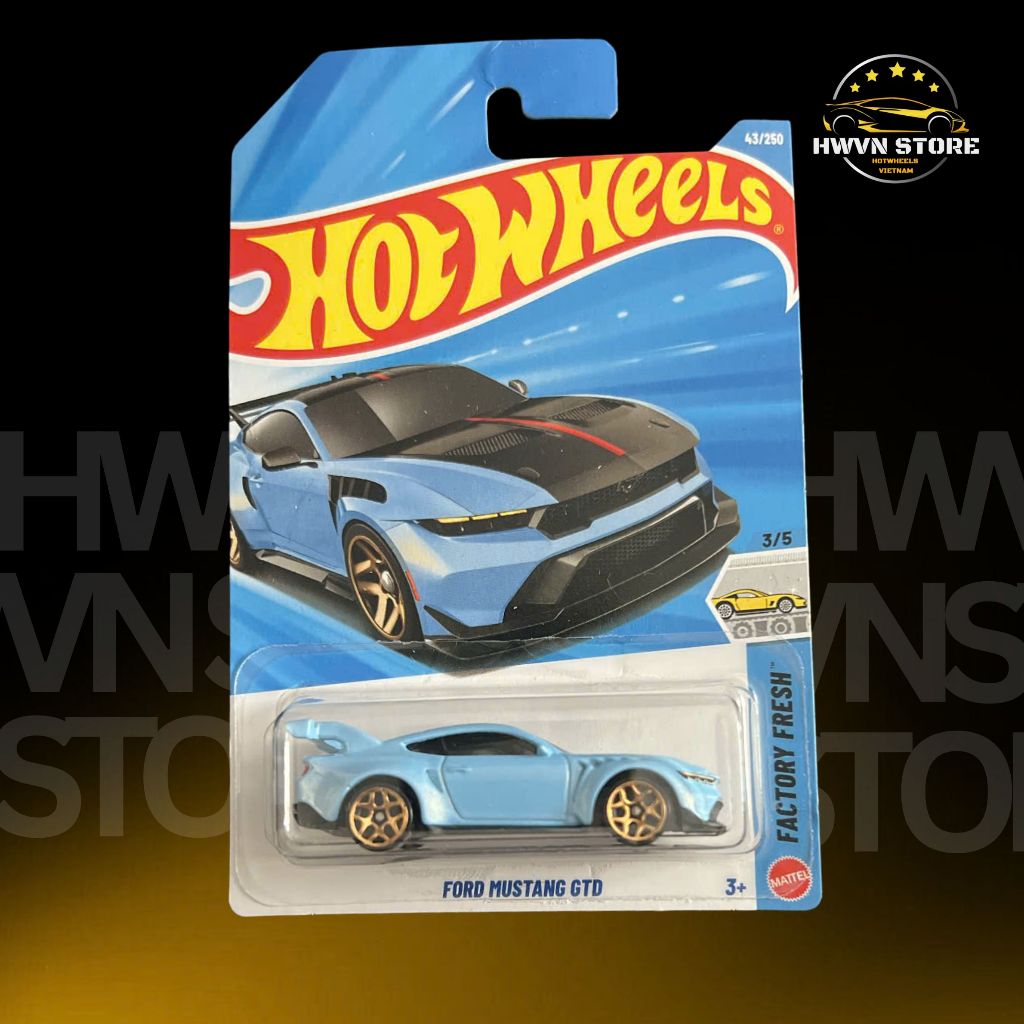 Xe mô hình Hotwheels Ford Mustang GTD màu xanh nước biển