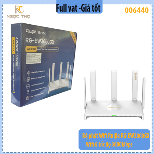 Bộ phát WiFi Ruijie RG-EW3000GX – WiFi 6 3000Mbps – 5 Ăng-ten – Dual WAN – Chính hãng – Full VAT