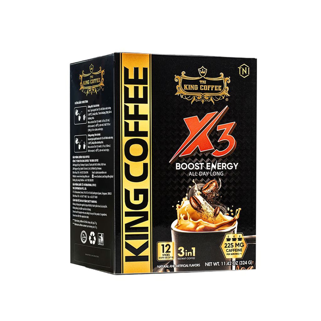 Cà phê hòa tan 3in1 TNI King Coffee X3 324g (12 gói x 27g)