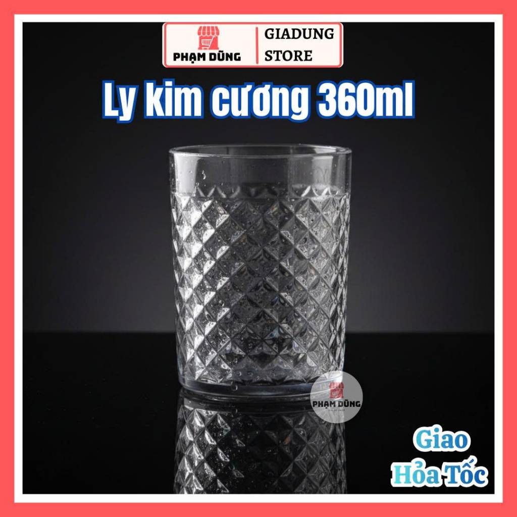 Cốc tròn kim cương 360ml Hokori 6327 , ly nhựa uống nước, uống trà, cafe