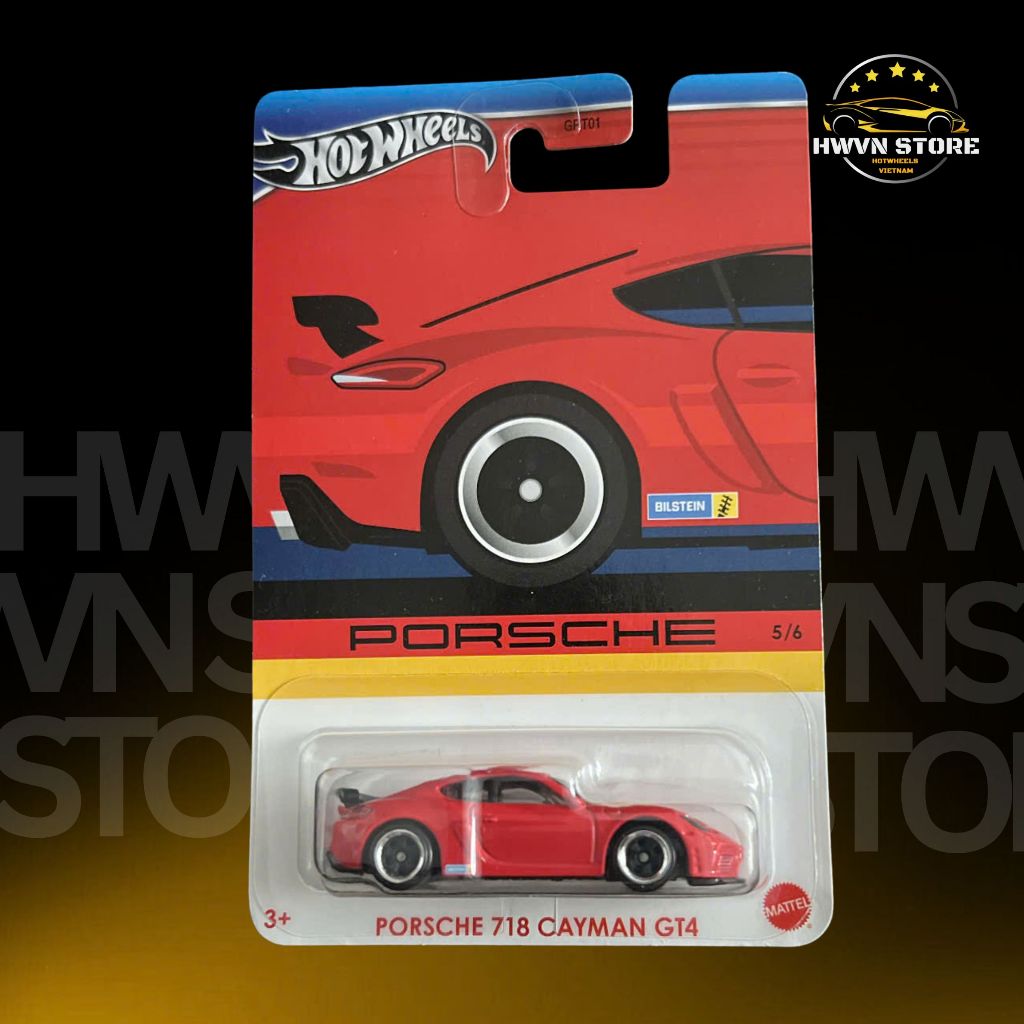 Xe mô hình Hotwheels Silver Series Porsche 718 Cayman GT4 màu đỏ
