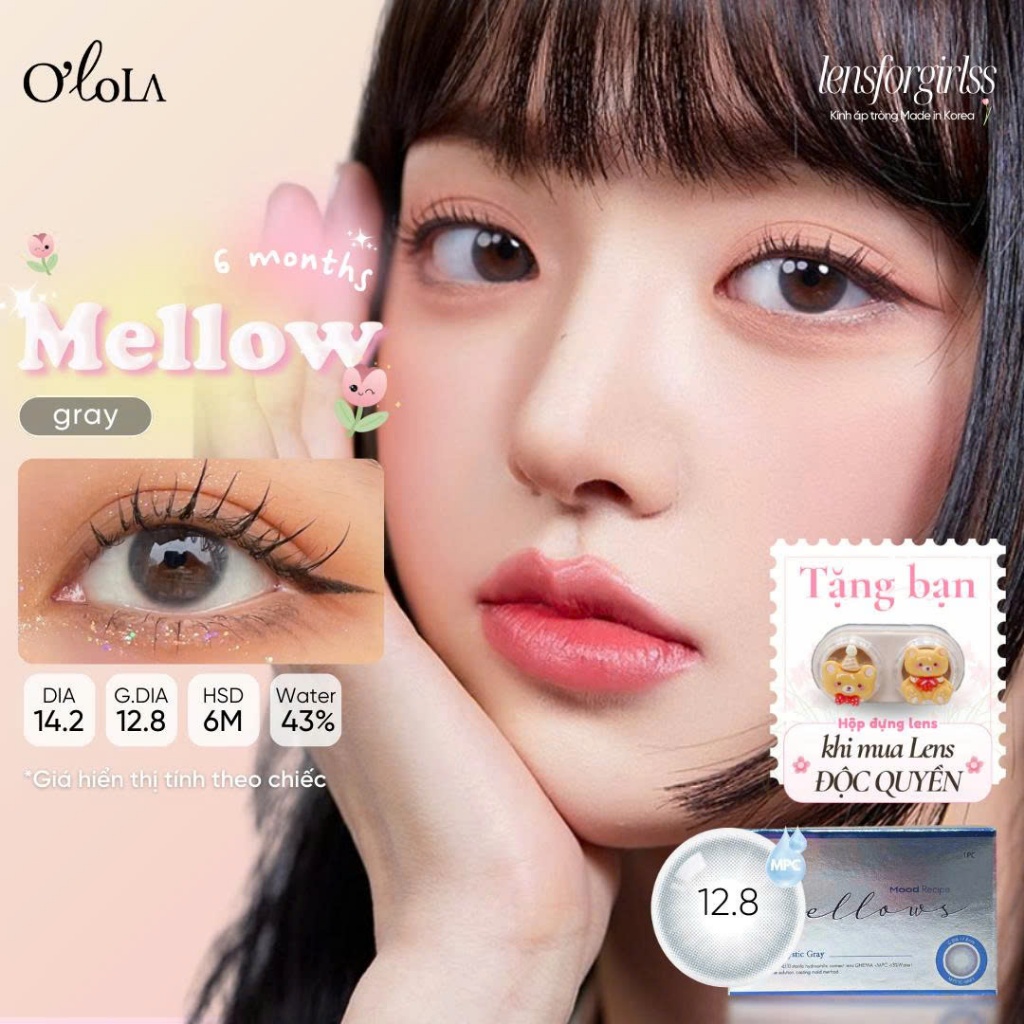 Kính áp tròng MELLOW GRAY dành cho mắt nhạy cảm chính hãng OLOLA | Lens cận | LENSFORGIRLSS