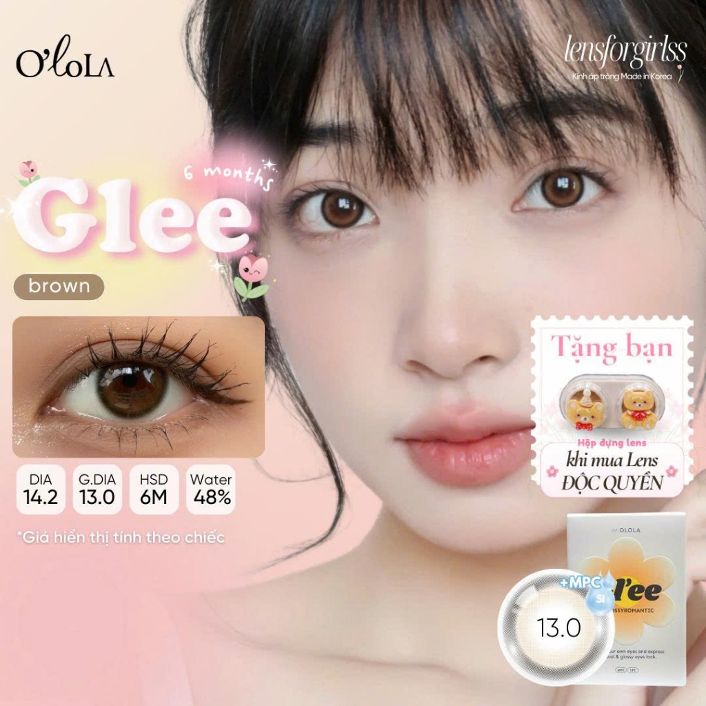 Lens Nâu | Kính áp tròng nâu trong trẻo GLEE BROWN chính hãng OLOLA | Lens cận | LENSFORGIRLSS