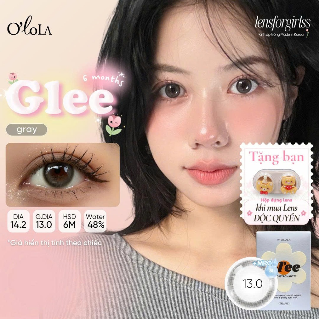 Kính áp tròng xám trong trẻo GLEE GRAY chính hãng OLOLA | Lens cận| LENSFORGIRLSS