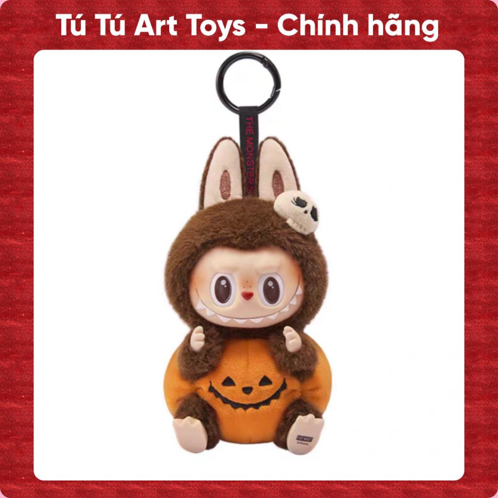 [Chính hãng + Sẳn] Labubu bí Popmart Happy Halloween Party Series-Sitting Pumpkin Vinyl Plush Pendan