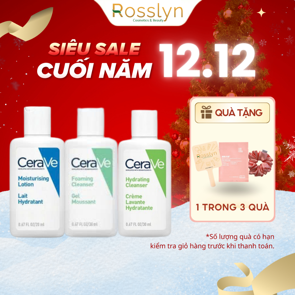 [Minisize] Sữa Rửa Mặt CeraVe, Sữa Dưỡng Ẩm CeraVe Moisturising Lotion 30ml Rosslyn Chính Hãng